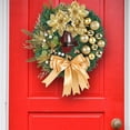 thumbnail image 4 of Golden Christmas Needle Wreath Elegant Holiday Window Rattan Door Hanging Festive Home, 4 of 6