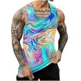 thumbnail image 2 of Leesechin Tie-dye Tank Tops for Men Casual Solid Color Fitness Sports Round Neck Sleeveless Tshirt, 2 of 5