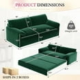 thumbnail image 3 of Timbernest 66" Futon Sofa Bed, 3 in 1 Convertible Sleeper Sofa Queen Size with Side Storage, Velvet Pull Out Sofa Bed, Green, 3 of 11