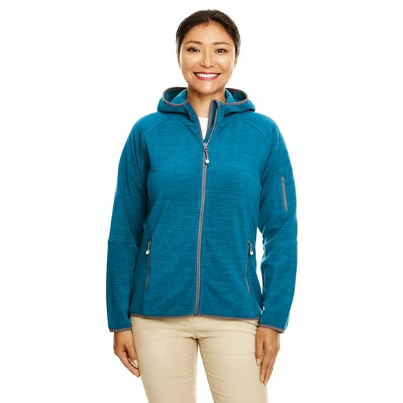 DP700W Melange Velvet Fleece Hooded Full-Zip - Dark Teal Heathr - Large