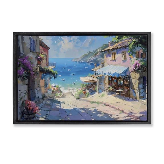Stupell Industries Coastal Village Path to Beach Black Floating Frame Canvas Art, 25 x 17, by LSR Design Studio