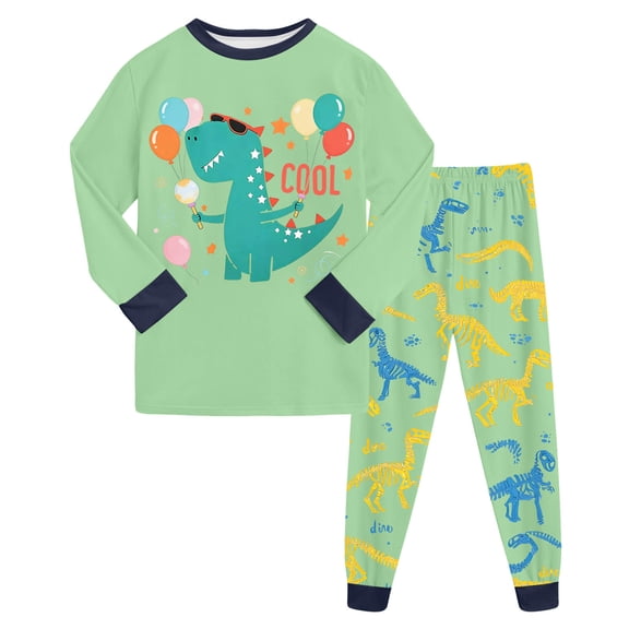 Zshosam Kids Fall Pajamas Boys Baby Pajamas Set Pjs - Kids Toddler Boy Girl Long Sleeve Snug Fit Sleepwear 2pcs Size 6T 7T,(Light Green 6-7 Years)