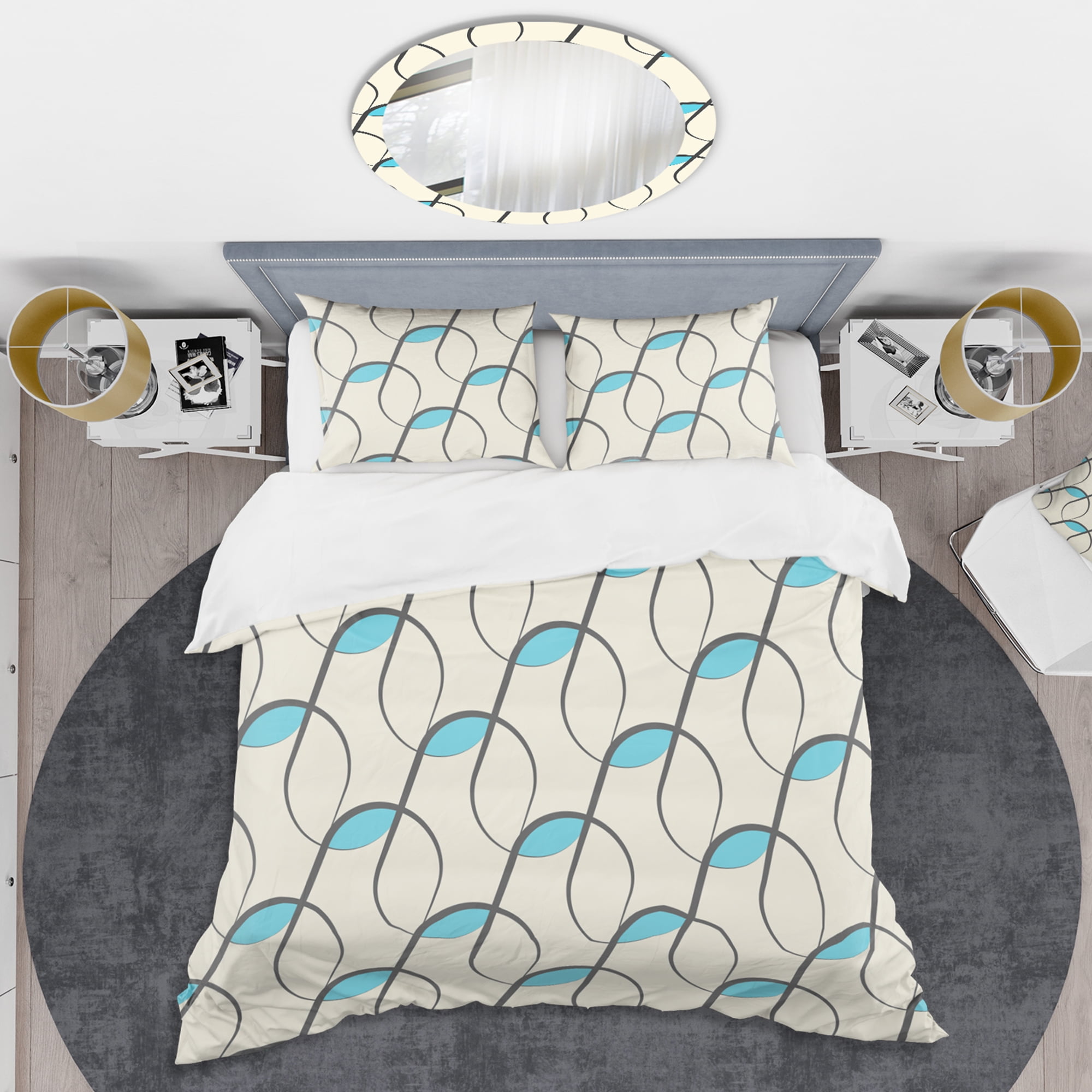 Designart 'Retro Geometrical Abstract Minimal Pattern I' Mid-Century Modern Duvet Cover Set