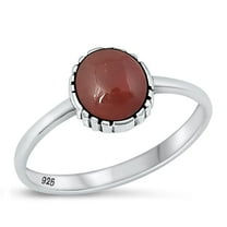 CHOOSE YOUR COLOR Oval Red Simulated Agate Ring .925 Chic Sterling Silver Band CZ Female Size 5