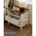 thumbnail image 2 of EYYTHUNG Modern Nightstand with Drawers Wooden End Table with Charging Station Farmhouse Night Stand Bedside Side Table with Storage Open Shelf, Rustic White/Honey Brown, 2 of 8