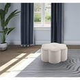 thumbnail image 2 of Meridian Furniture Daisy Flower Shaped Cream Velvet Ottoman, 2 of 9
