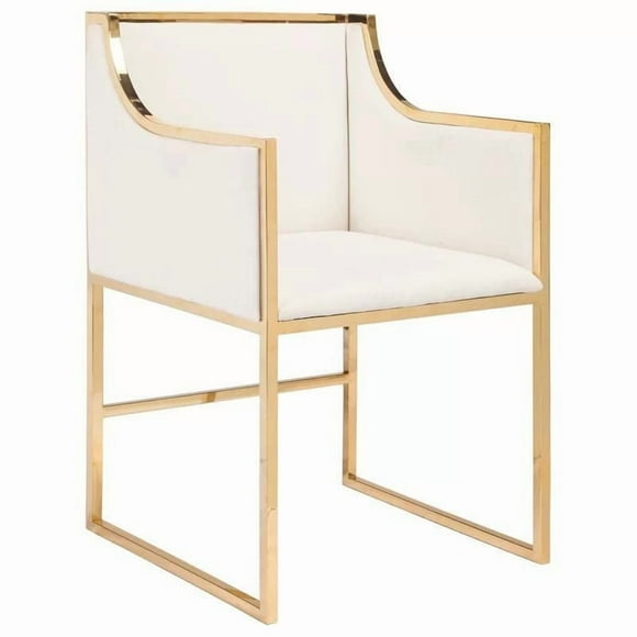 Chaise Plata Import Bella White Structure dorée