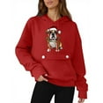 thumbnail image 2 of Women’s Christmas Graphic Hoodie Fleece Lined Oversized Long Sleeve Pullover Sweatshirt with Button Pocket Santa Print Holiday Casual Top,Red,XXL, 2 of 5