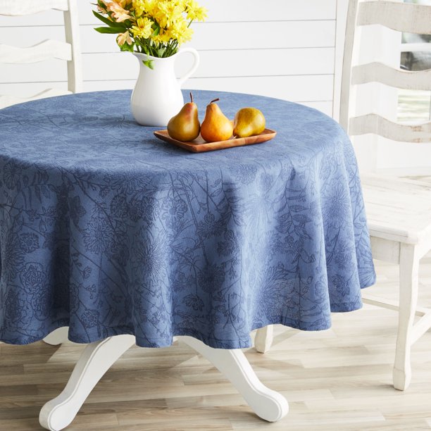 Better Homes & Gardens Tablecloth, Blue Floral, 70" Round