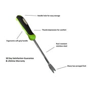 Garden Guru Dandelion Weeder Tool with 2-Pronged Tip and Ergonomic Handle, Stainless Steel Weed Puller for Gardening, Rust Resistant Hand Weeder Tool
