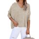 thumbnail image 1 of Mujer Cuello En V Top Manga Larga Color Puro Transpirable Simple Casual Otoño Invierno Jersey Blusas Camisas para Oficina En Casa Caqui XXL, 1 of 7