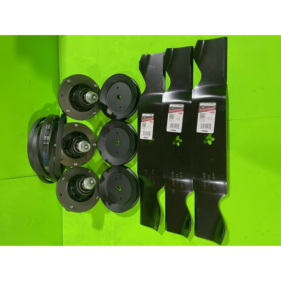 Z254F DECK REBUILD KIT: CAST IRON SPINDLES, LIFT BLADES, PULLEYS BELT