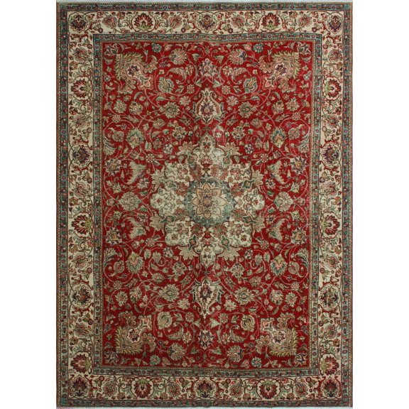 Fine VTG Altaira Red/Beige Rug, 9'5" x 13'3"