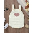thumbnail image 3 of Infant Baby Knitting Romper Heart Print Sleeveless Romper Overall Sweater for Boys Girls, 3 of 9