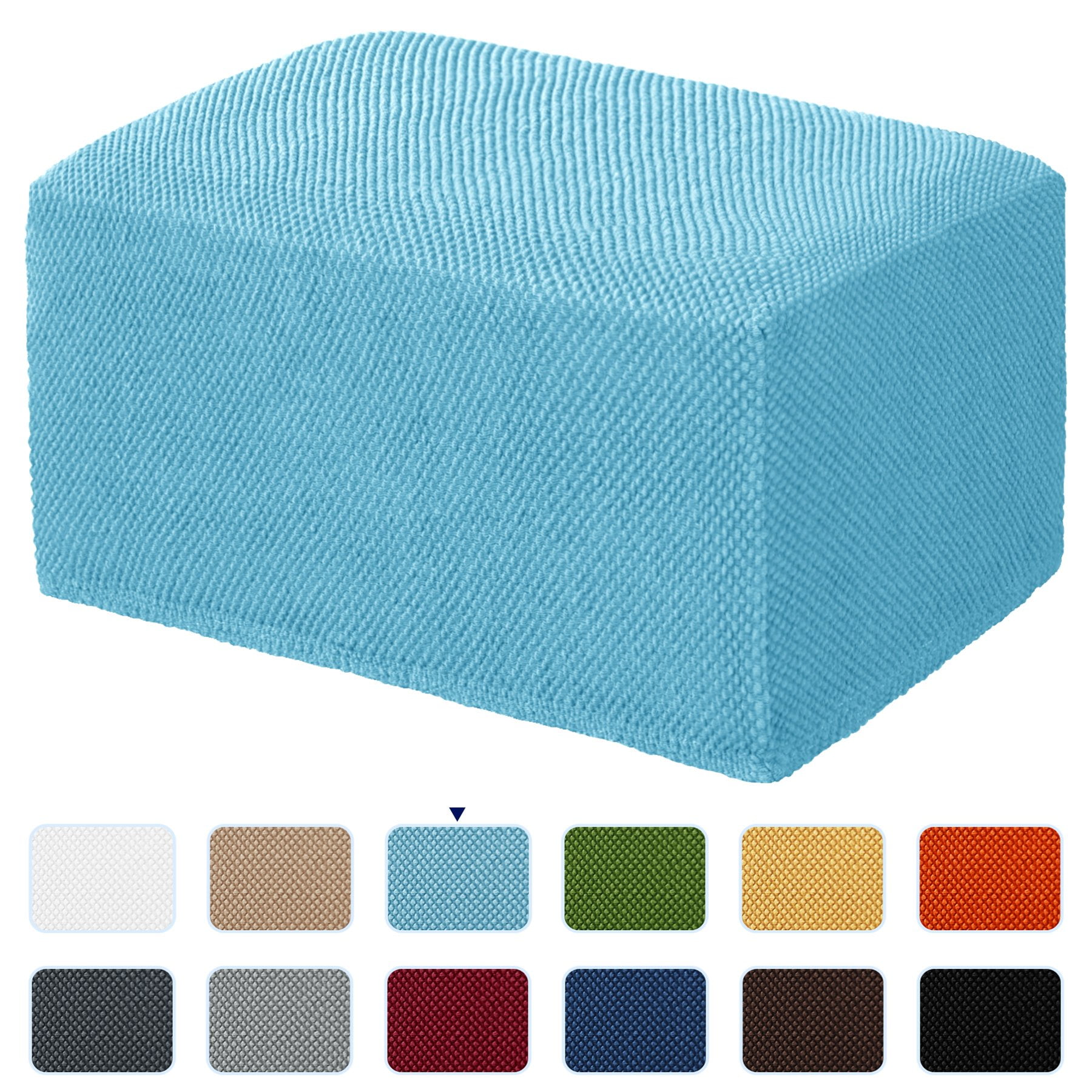 Subrtex Stretch Storage Jacquard Ottoman Slipcover Washable And Durable