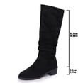 thumbnail image 4 of Womens Chunky Heel Knee High Boots Suede Round Toe Fall Winter Tall Boots Black 8.5(41), 4 of 9