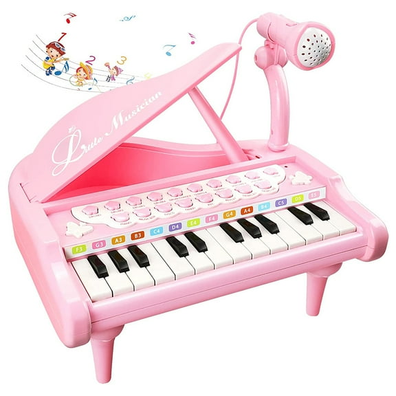 AIMEDYOU Kids Piano for Toddlers, 24 Keys Piano for Kids Ages 3-5 with Built-in Microphone & Music Modes, Educational Musical Instrument Toys Piano for Toddler Girl Toys Baby  (Pink)