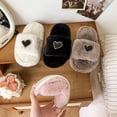 thumbnail image 3 of ZELAND Kids' Preppy Heart Plush Slippers - Designer-Inspired Tweed Faux Fur House Shoes, Luxury Aesthetic Indoor Floor Slides, Toddler & Little Girl Chic Winter Warm Bedroom Mules, Non-Slip, 3 of 9