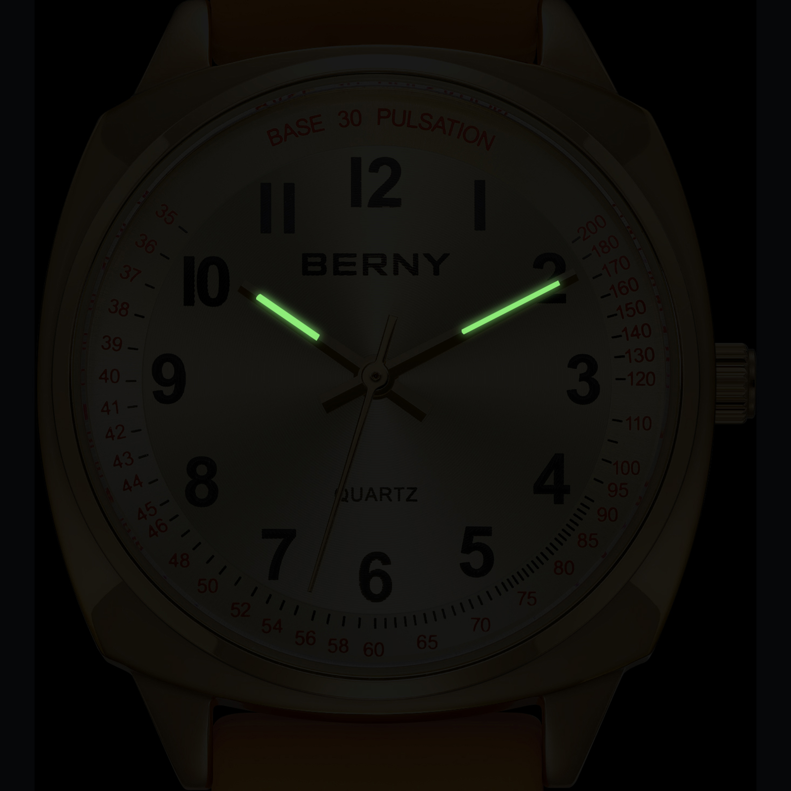 BERNY Nurse Watch for Women, Fashion Ladies Analog Quartz Watch with Silicone Strap, Pulse Meter Function, 3ATM Waterproof Womens Wristwatch, Easy Read Numerals Nursing Watch Gift, Yellow