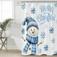thumbnail image 2 of Blue Snowman Christmas Shower Curtains for Bathroom Waterproof Fabric Bath Curtains Decor Bath Tub Curtain Watercolor Snowflake Decorative Shower Curtain Sets with 12 Hooks, 72x72 Inch, 2 of 6
