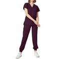 thumbnail image 2 of Mlqidk Deep Red Scrubs Sets for Women V Neck Top and Pants with Pockets Cool Stretch Scrubs Set Nurse Scubs Deep Red 2XL, 2 of 6