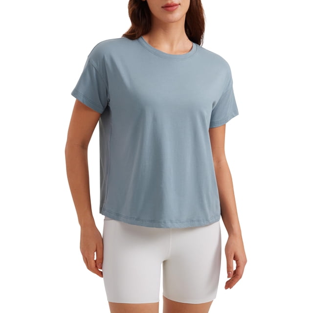 Remera CRZ YOGA de Algodón Pima Corte Relax Azul Talle S