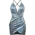 thumbnail image 5 of Vestido de fiesta para mujer, minivestido sexy con escote en V, camisola brillante, vestido de noche, vestido de cóctel, vestido de tubo ajustado sin espalda, vestido de baile para fiesta y, 5 of 5