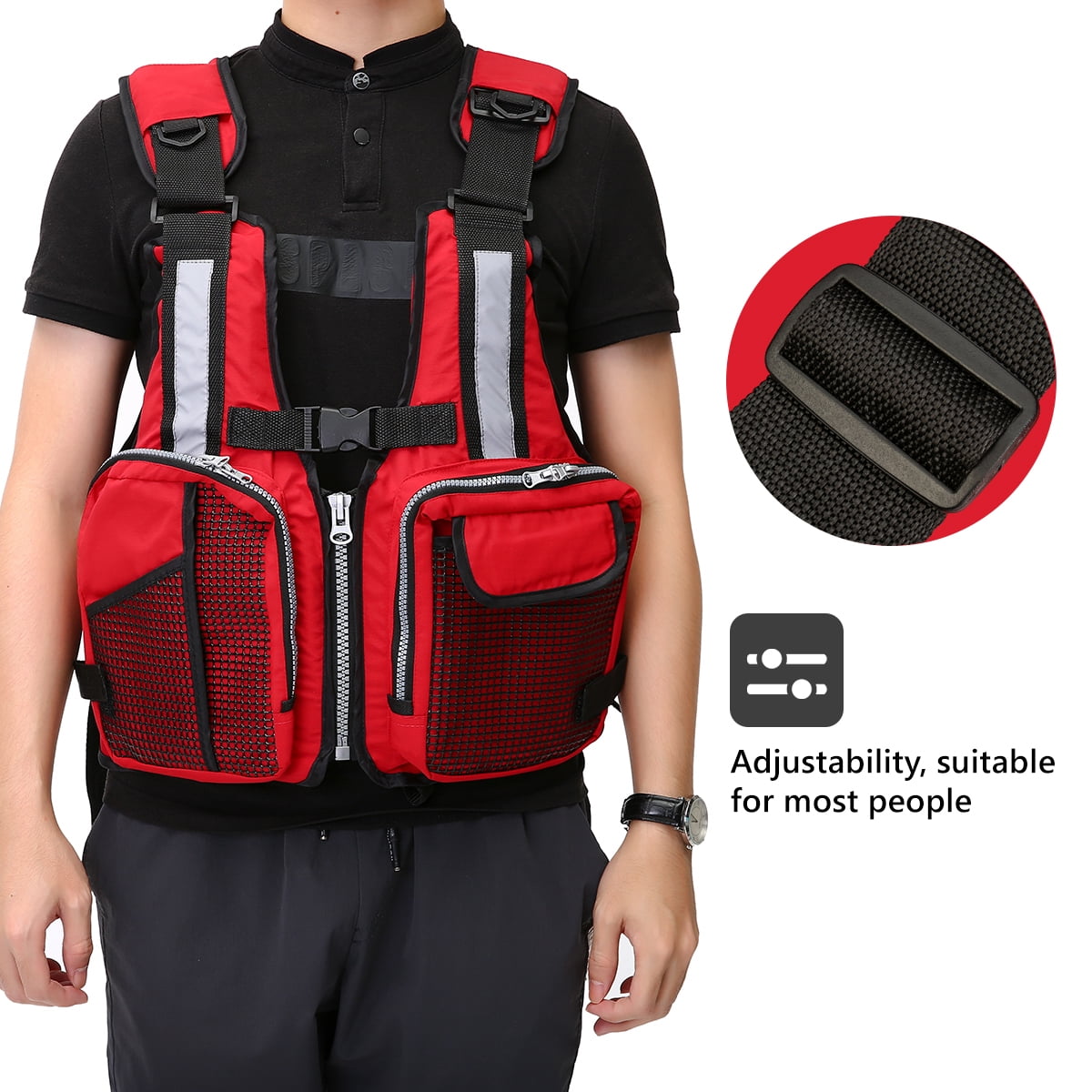 Alomejor Fishing Safety Life Jacket Multi Pockets Mesh Design Fishing Vest for Fishing Sailing