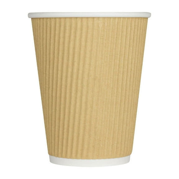 Karat 8 Oz Ripple Grip To Go Paper Hot Cups for Coffee, Beige (500 Pack)
