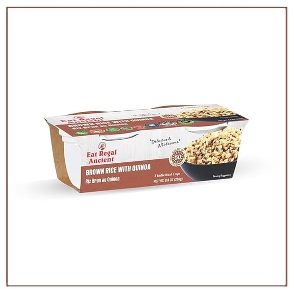 Eat Regal Brown Rice & Quinoa Cups, Nutty & Wholesome, 6 Clean Non GMO Ingredients, Microwave in 1 Minute, 8.8oz, Pack of 6