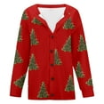 thumbnail image 6 of Christmas Sweaters For Women Funny Button Down Festive Coat Xmas Santa Christmas Tree Printed Cable Knit Pullover Red, S, 6 of 7