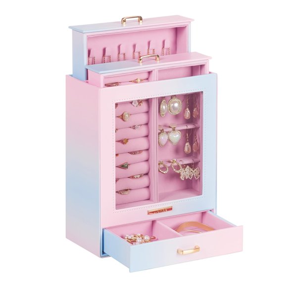 Organizador de joyas Homde 18 x 10 x 23 cm degradado azul y rosa