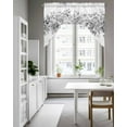 thumbnail image 4 of Black Grey Eucalyptus Leaves Kitchen Curtains Swag Valance for Windows/Bathroom/Cafe, Spring Summer Botanical Floral Rod Pocket Drape Panel Swag Curtains Valance for Bedroom/Living Room 56"x36", 4 of 6