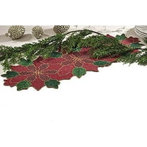 Fennco Styles Hand Beaded Pointsettia Table Runner - 15" X 35"