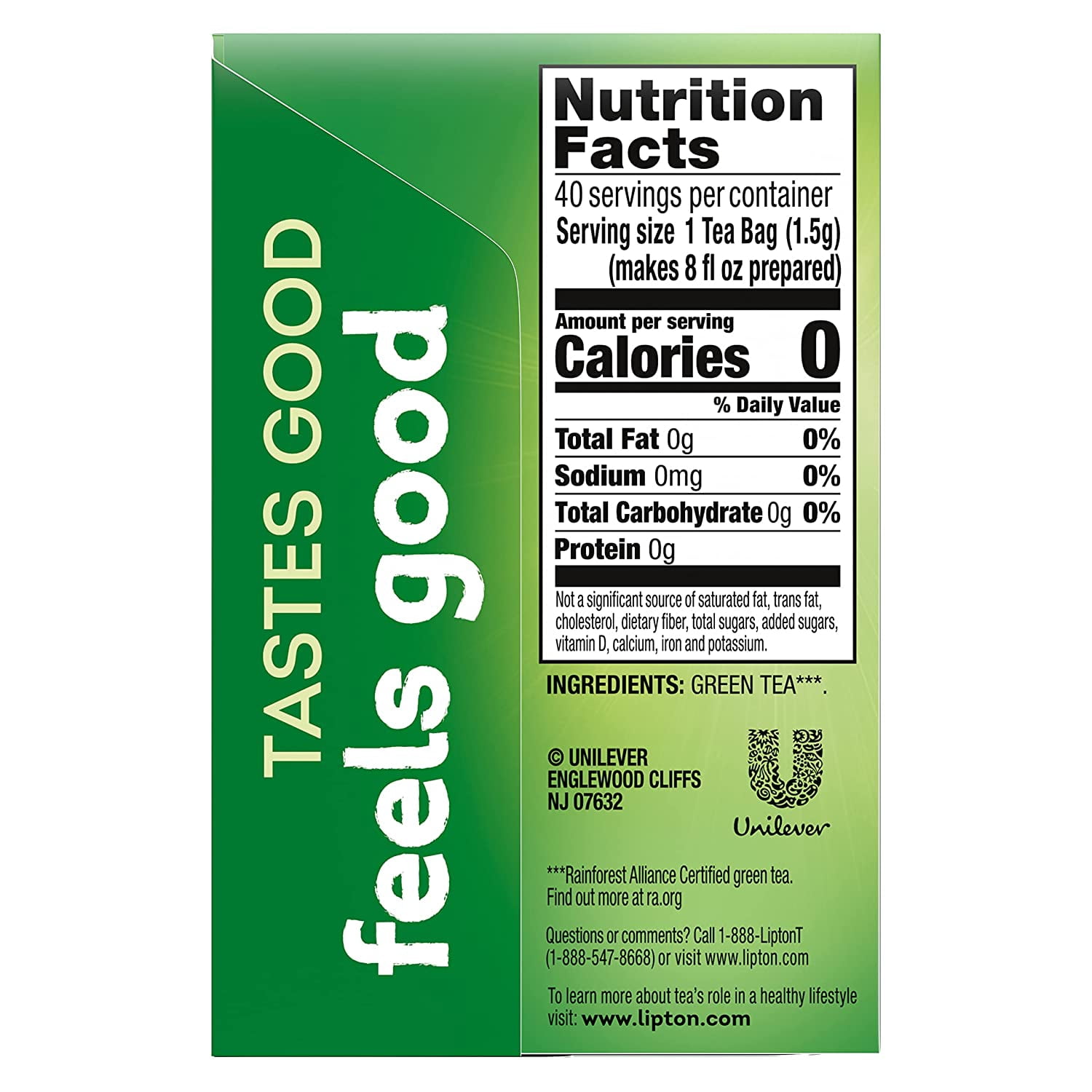 Lipton Decaffeinated Green Tea Bags for Health and Wellness, Hot or Iced, 40 Tea Bags (Pack of 6)