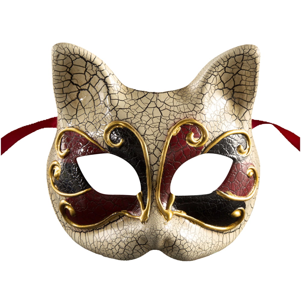 Black cat skull mask venetian Mask carnival mardi gras kitty cat masquerade 