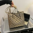 thumbnail image 3 of Autumn Winter Ladies Handbags Quilted Top-handle Bags Chain Solid Travel Satchel, 3 of 10