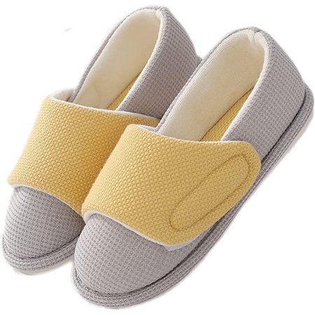 

PIKADINGNIS Women Adjustable Closed Toe Swollen Feet Slippers Memory Foam Comfortable House Slippers Indoor Outdoor Shoes