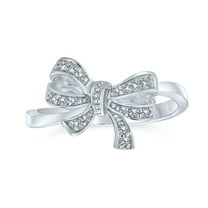 Bling Jewelry Womens Vintage Style Bridal Pave CZ Ribbon Bow Ring Sterling Silver