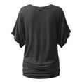 thumbnail image 3 of Doublju Womens Short Kimono Sleeve V Neck Dolman Drape Shirts With Plus Size, 3 of 4
