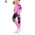 thumbnail image 4 of PULLIMORE Womens High Waisted Leggings Tie Dye Push up Textured Yoga Capri Pants (M, Pink), 4 of 7