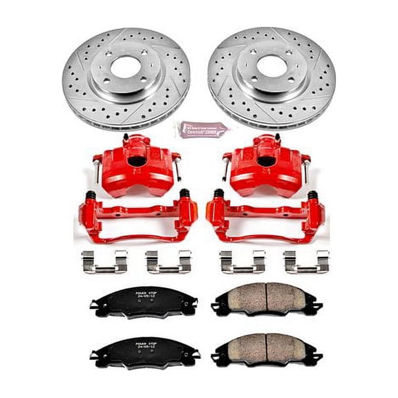 PowerStop Front Z23 Evolution Sport Brake Pad and Rotor Kit with Red Powder Coated Calipers Fits: FORD Select Models KC4726
