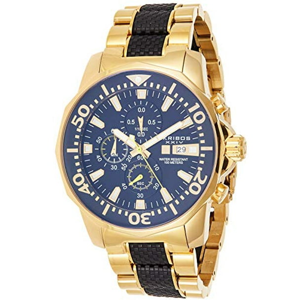 Akribos XXIV Men s Chronograph Watch Dodecagonal Black Dial with