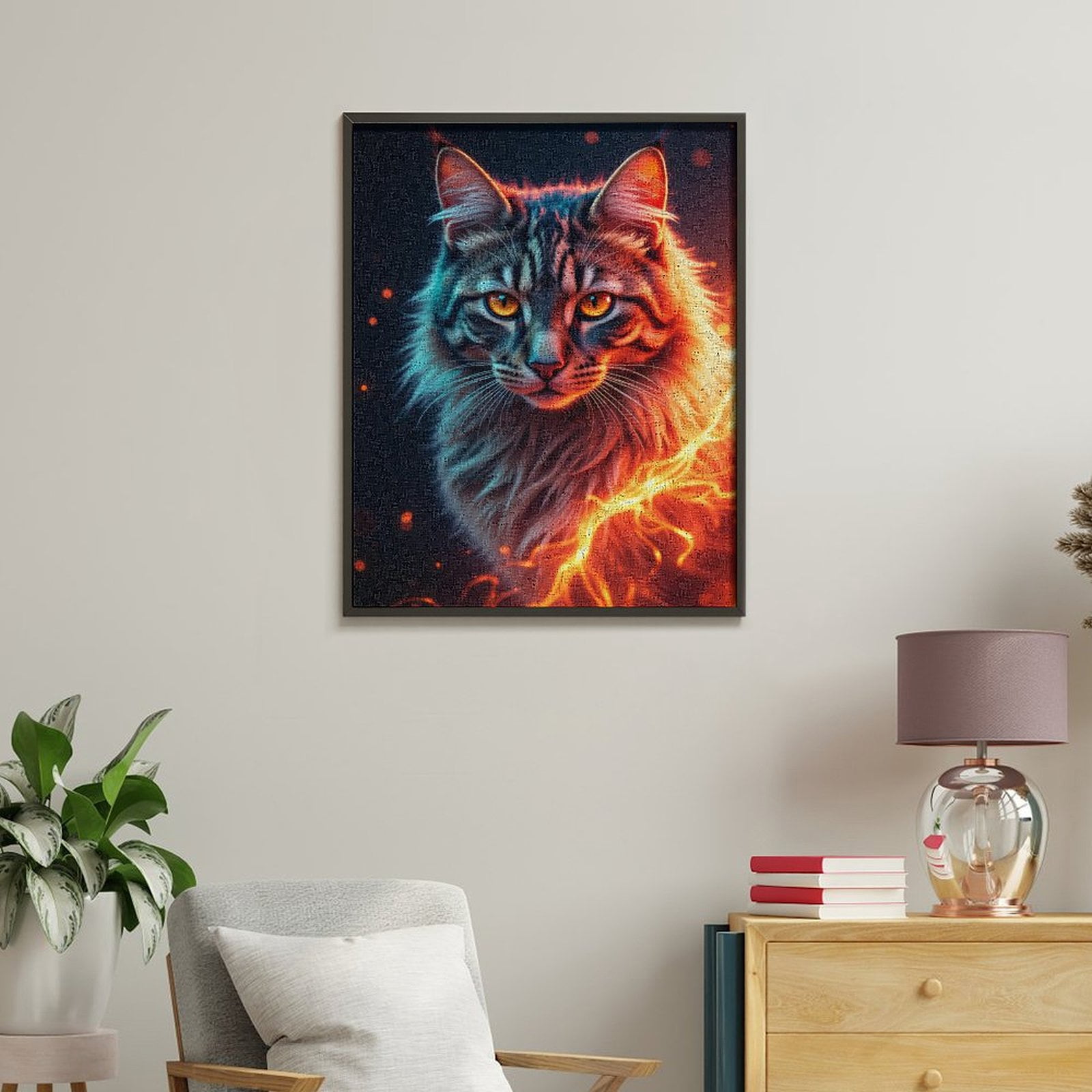 Paint By Numbers Kit for Adults Beginner - DIY Fiery Feline Portrait Art Canvas Painting Kits for Adults, Frameless Paint By Number for Adults for Home Wall Decor 16x20 Inch