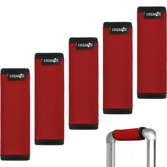 Cosmos 5 Pieces Red Color Comfort Neoprene Handle Wraps/Grip/Identifier for Travel Bag Luggage Suitcase Travel Bag Laptop Computer Tote Briefcases