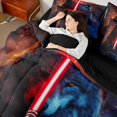 thumbnail image 4 of Castle Fairy Teens Red Lightsaber Bedding Comforter Set 7pcs,Abstract Gradient Queen Bedding Sets Super Cozy,Jungle Animal Wolf Queen Sheet Sets,Ultra Soft Home Decor,Reversible, 4 of 8