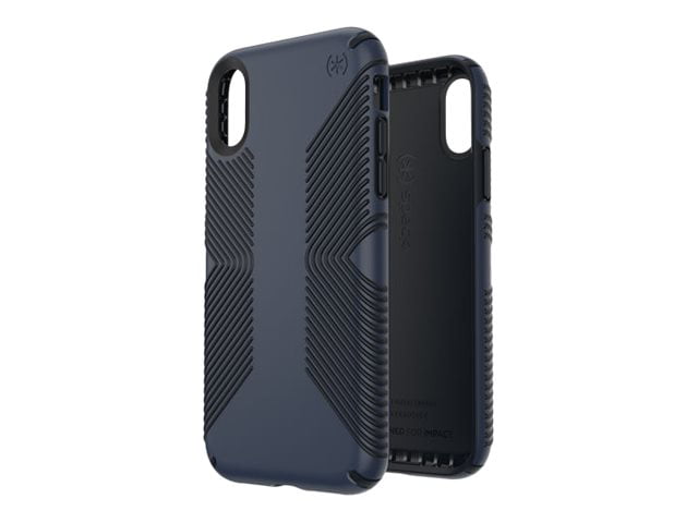 Speck Presidio Grip - Back cover for cell phone - polycarbonate, IMPACTIUM - carbon black, eclipse blue - for Apple iPhone XR
