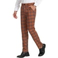 thumbnail image 4 of Unique Bargains Men's Flat Front Plaid Pants Formal Business Checked Trousers 34 Brown White, 4 of 6