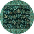 thumbnail image 1 of Ahgly Company Machine Washable Indoor Round Animal Turquoise Blue Traditional Area Rugs, 5' Round, 1 of 4