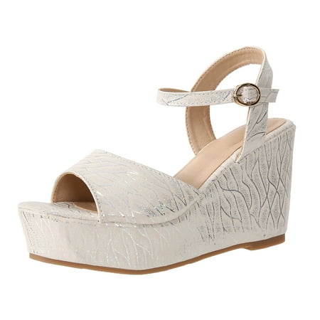 

Alueeu ladies shoes casual Women Sandals Ladies Platform Sandals Wedges Sandals For Women Summer Shoes White 40